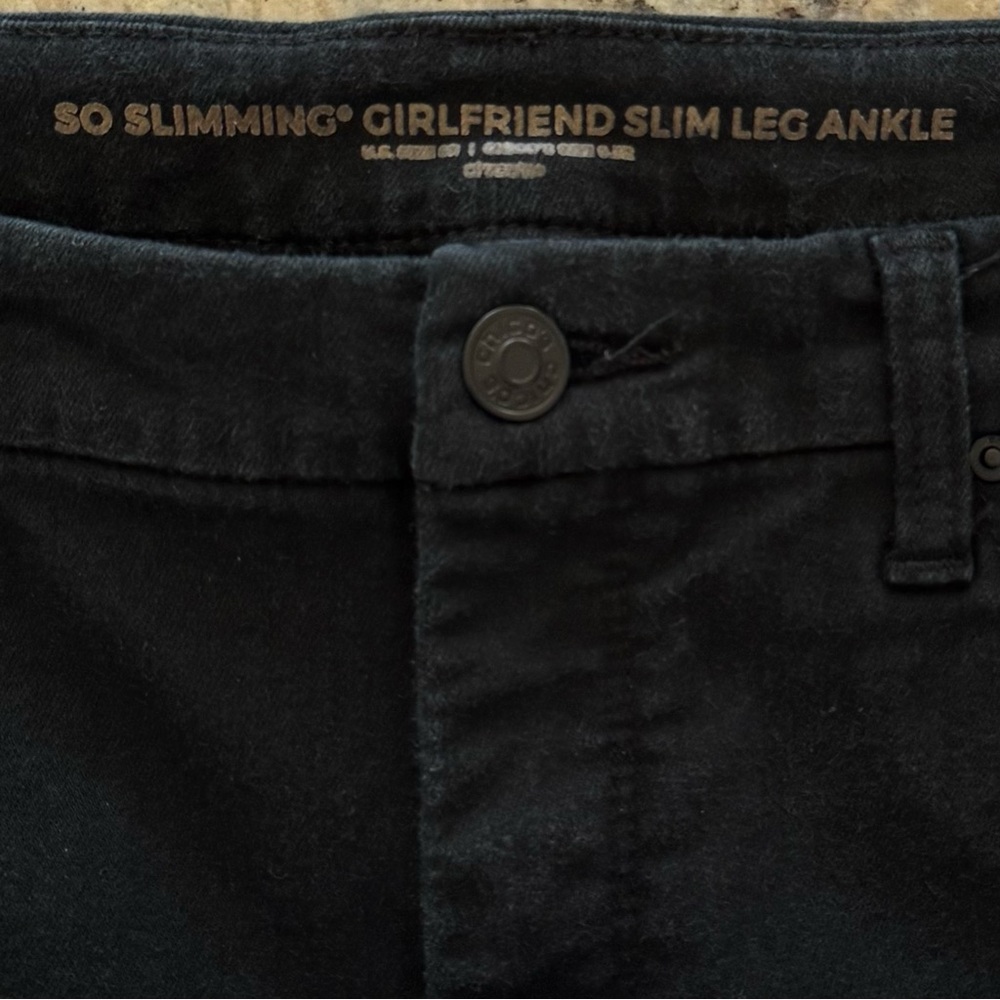 Chico's So Slimming Girlfriend Black Slim Leg Ankle Jeans Size 0.5 (US 6) - Picture 7 of 9